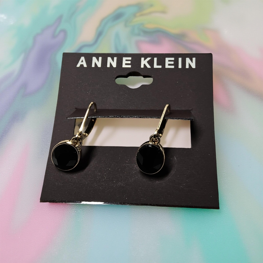 Anne Klein FASHION Black STONE and Gold TONEarrings